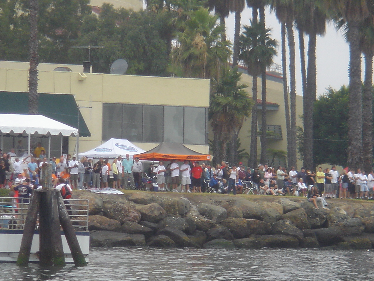 Spectators gathered along the Catalina Ski Race waterfront